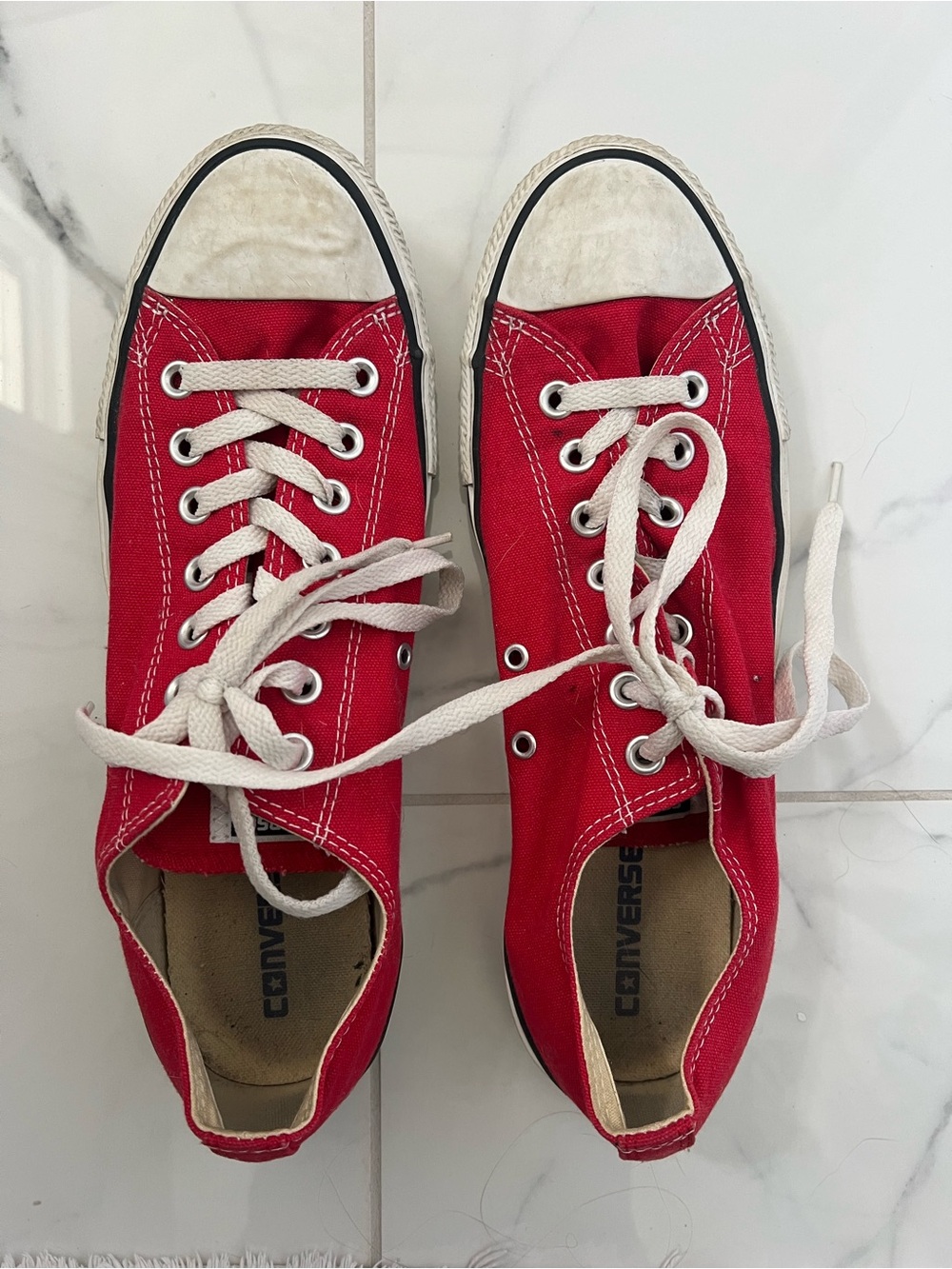 Men’s Converse Red Canvas Low-Top Sneakers with White Laces